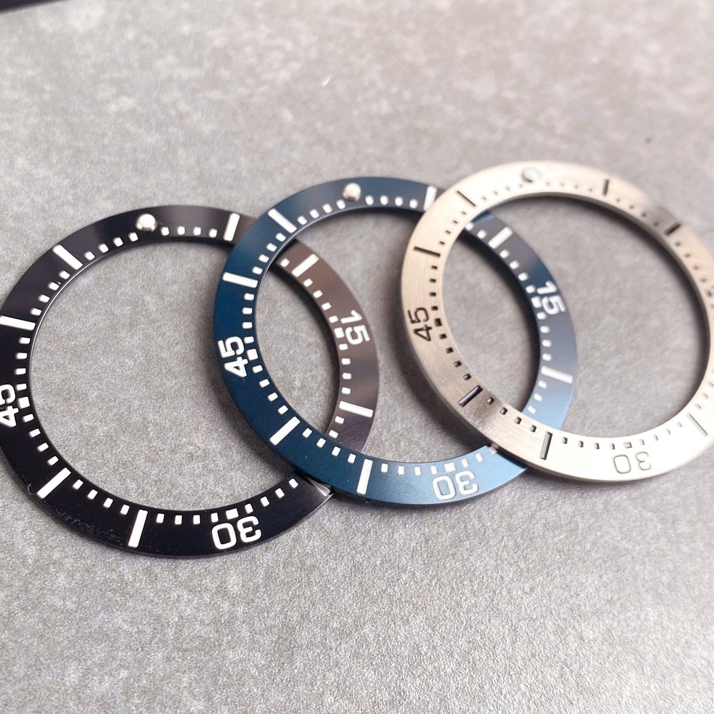 Black Blue Silver 36.9mm*28.7mm Ceramic Alloy Bezel Insert fit NH35 Dive Watches