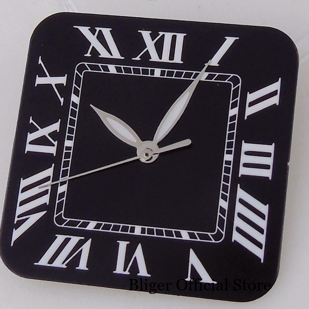 Square 27mm Sterile Watch Dial White Blue Black fit NH35 NH38 NH36 Roman Numeral