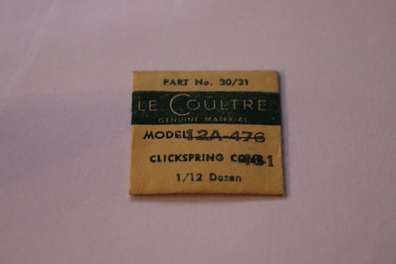 Jaeger LeCoultre Part# 434 Click & Spring Combo By Caliber