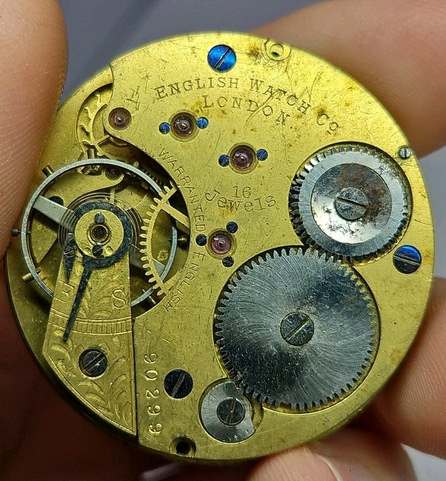 ENGLISH WATCH CO LONDON POCKET WATCH MOVEMENT 16j 43.1mm For Parts/Repair