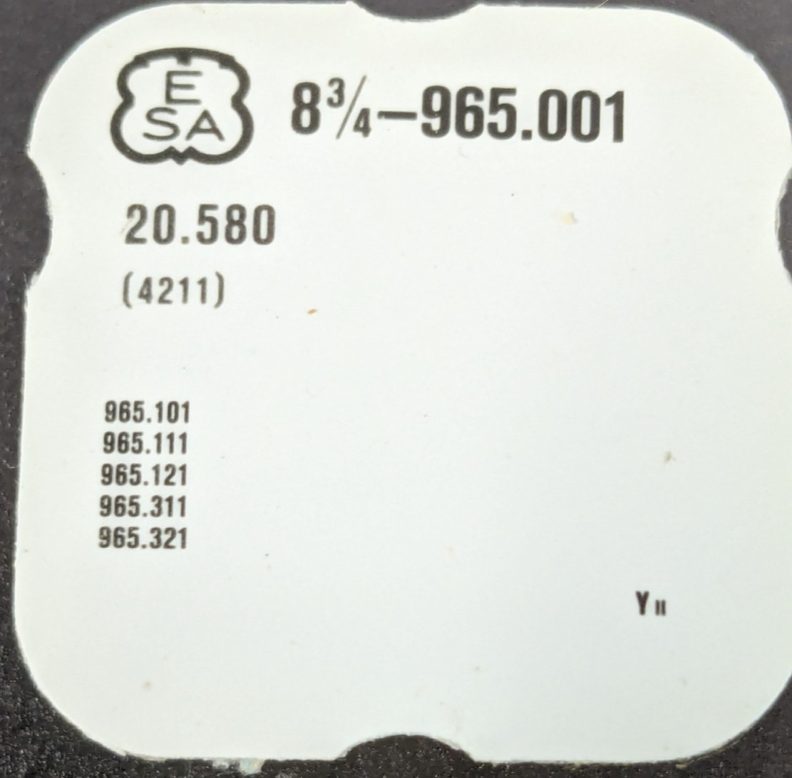 NOS ESA ETA Quartz Watch Cal. 965.001 Rotor Part# 20.580 / 4211