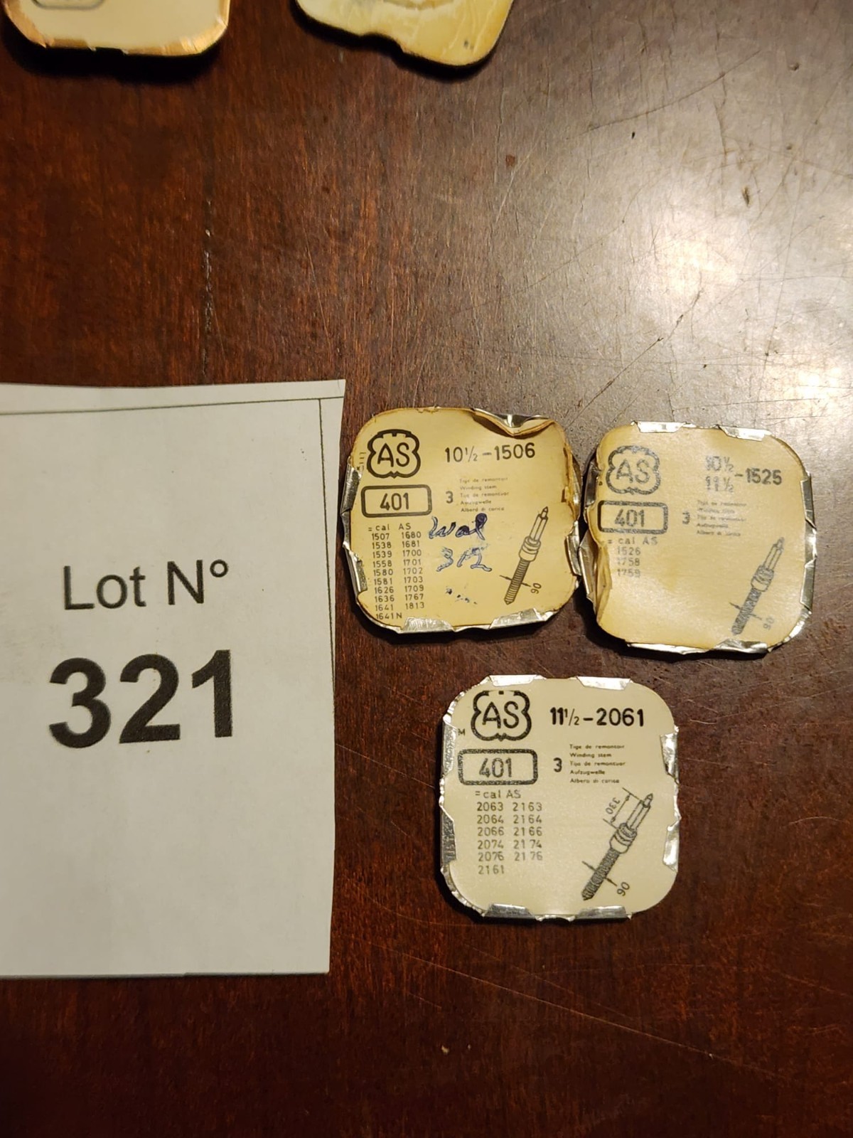 Vintage AS Cal 401 Winding Stems – 1506 1525 2061 – Pre-Owned Swiss Parts