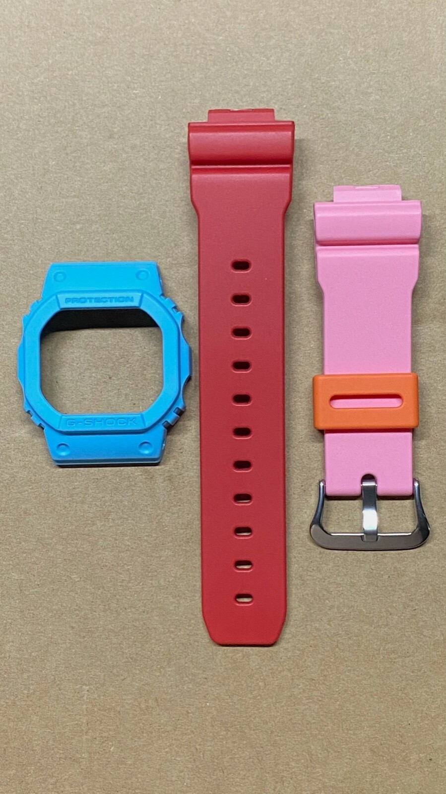 Casio G-Shock DW5600PR-4 Matte Red Pink Strap and Blue Bezel