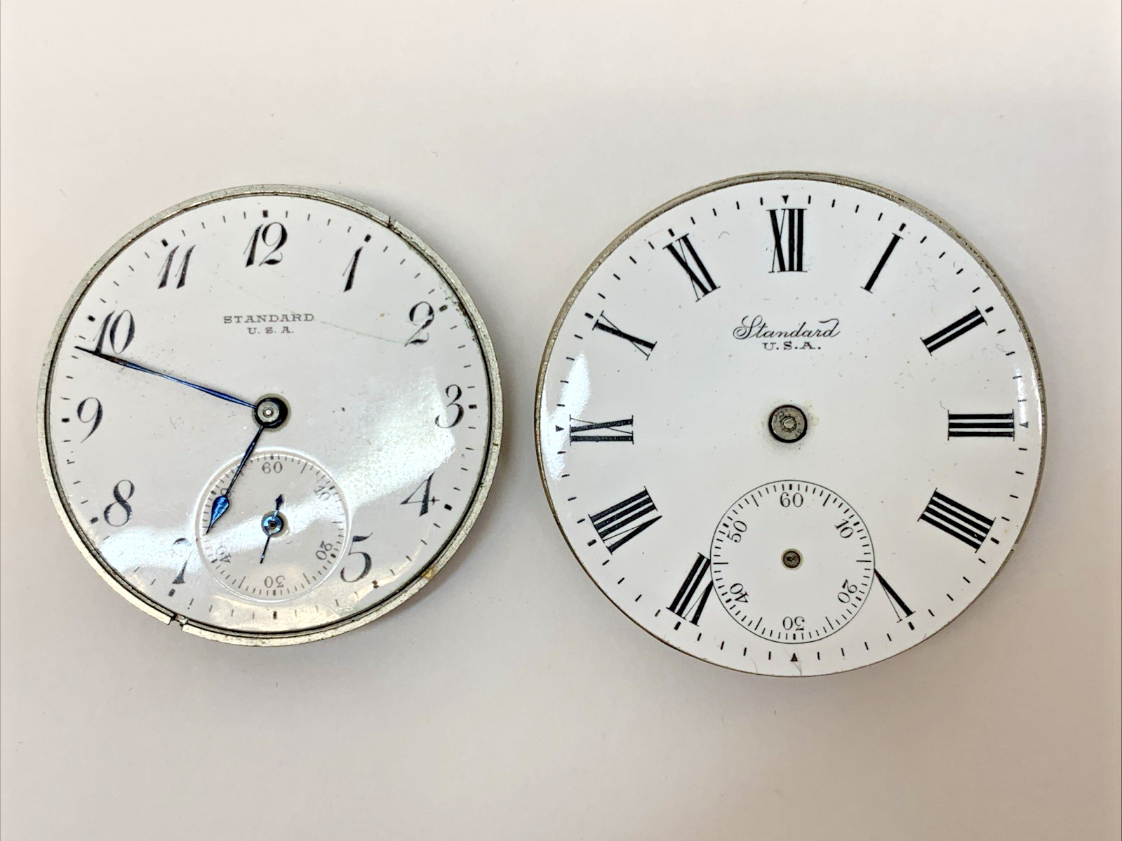 Vintage New York Standard 2 Pocket Watch Faces for Parts Repurpose Repair BROKEN
