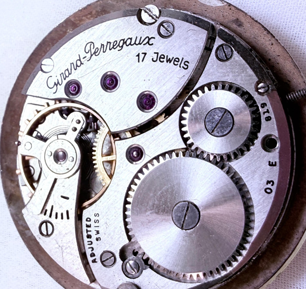Vintage Girard Perregaux 17 Jewels Adjusted Swiss Movement Dial Hands 28mm