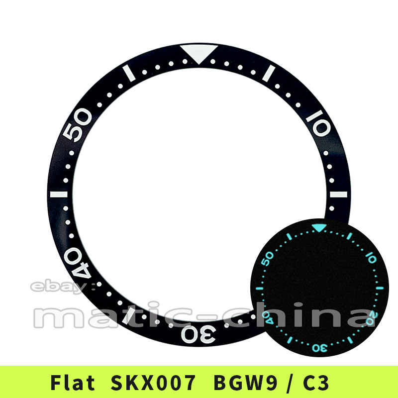 HighQuality Flat 38mm BGW9/C3 Lume Ceramic Bezel Insert Fit SKX007 SKX009 SKX011
