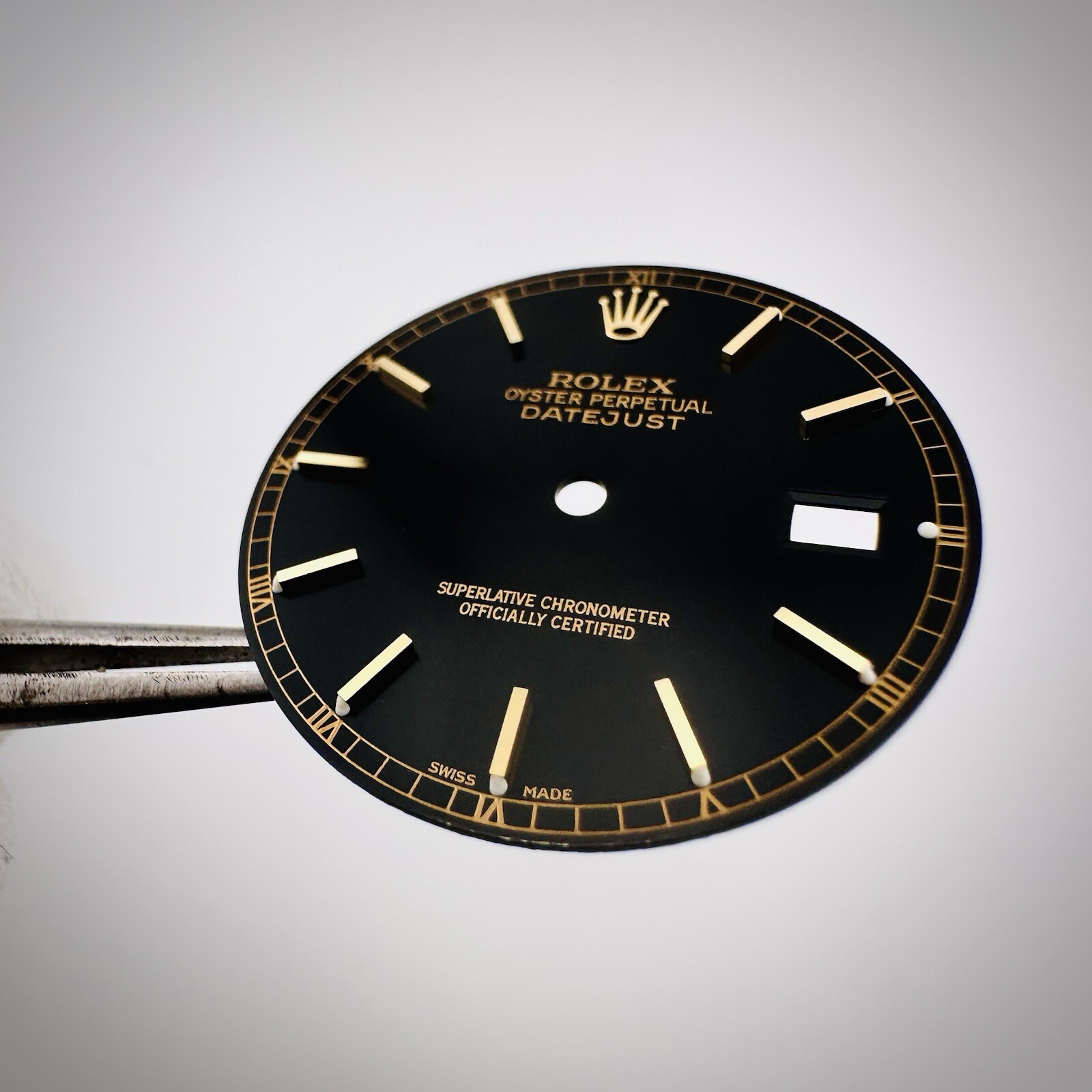 Factory Rolex Two Tone Black Gloss Luminova Dial Datejust 16013 16233 16238