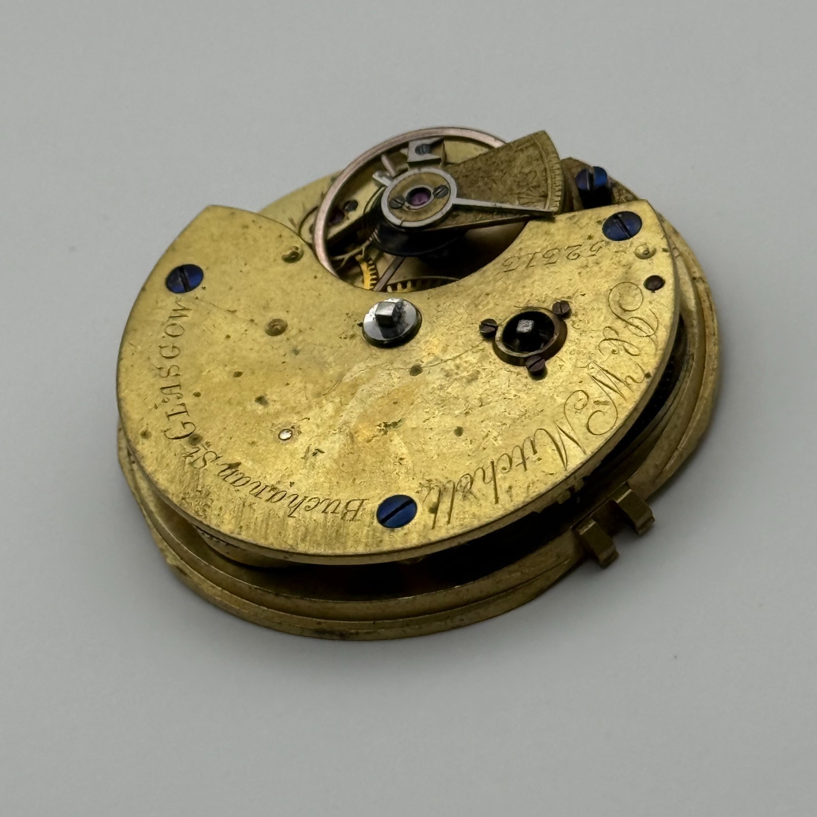 English Lever Pocket Watch Movement – P&W Mitchell Glasgow – Parts / Repair