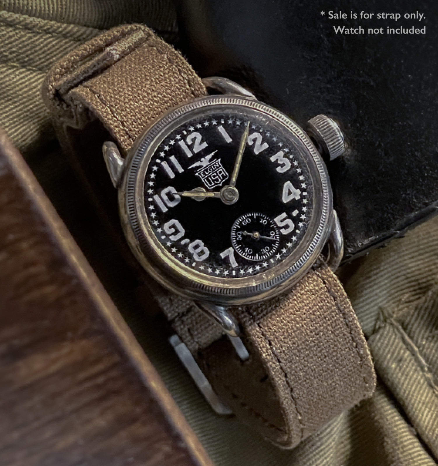 20mm Vintage Military Brown Canvas Watch Strap WWII A-11 A11 Hack