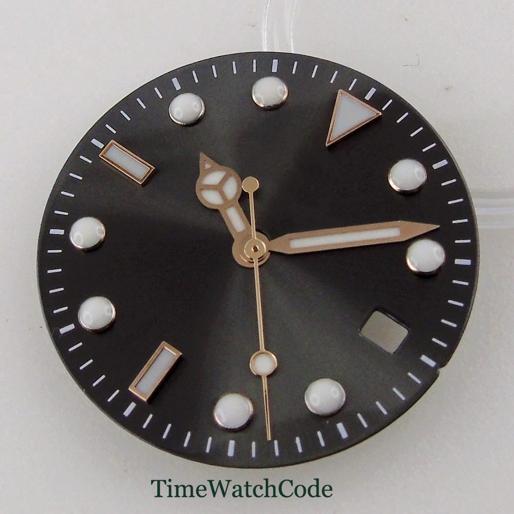 29mm Gray Watch Dial Rose Gold Index for NH35 ETA2824 PT5000 Miyota8215 DG2813