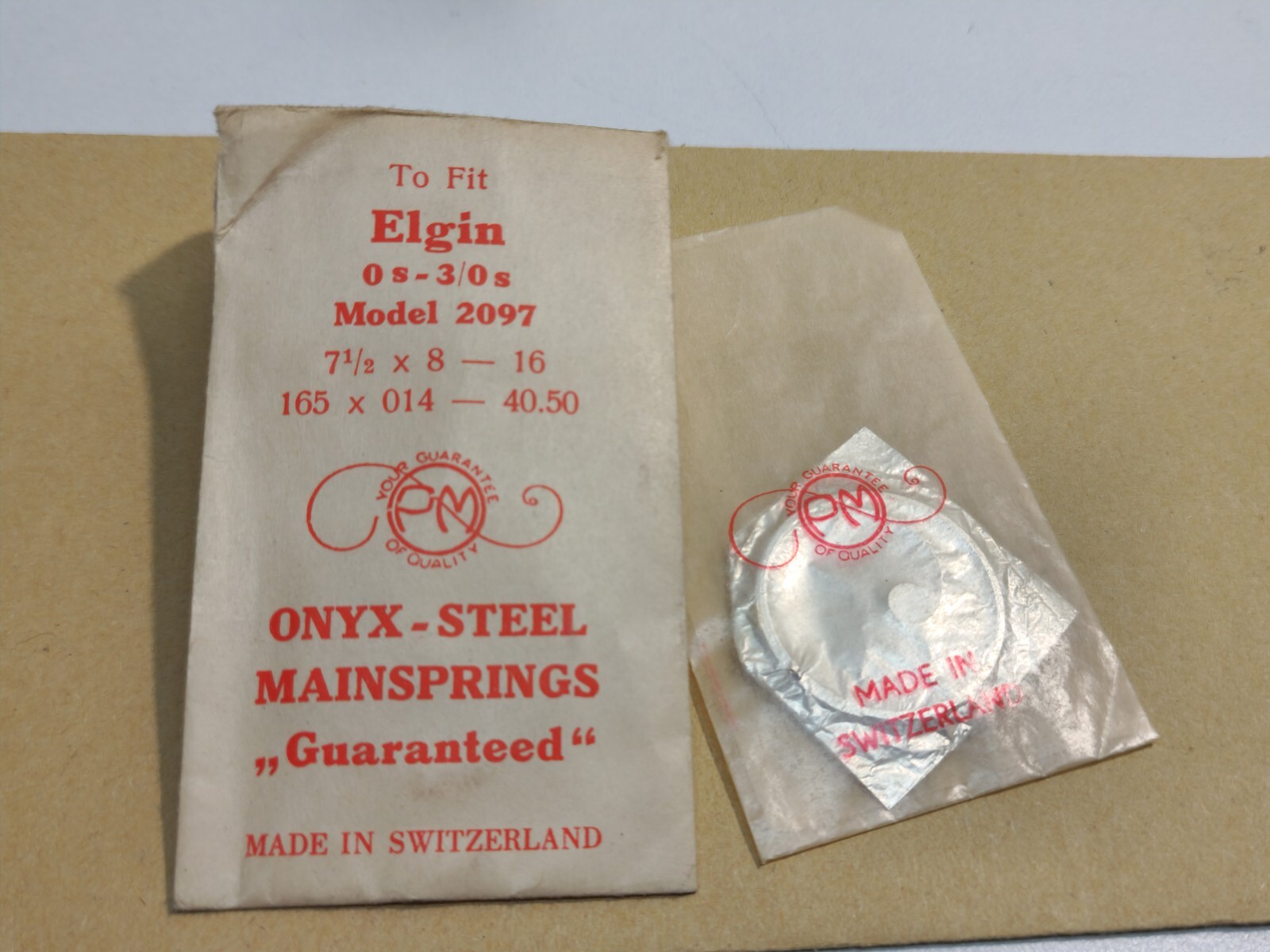 Vintage NOS Elgin 0s-3/0 Model 2097 PM Onyx-Steel Mainspring
