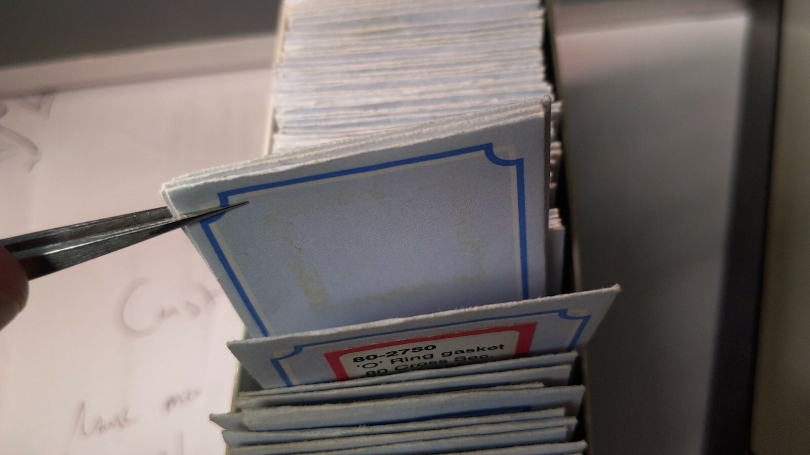 J Borel Box of back gaskets, various O-RING gaskets. some labeled. some not labe
