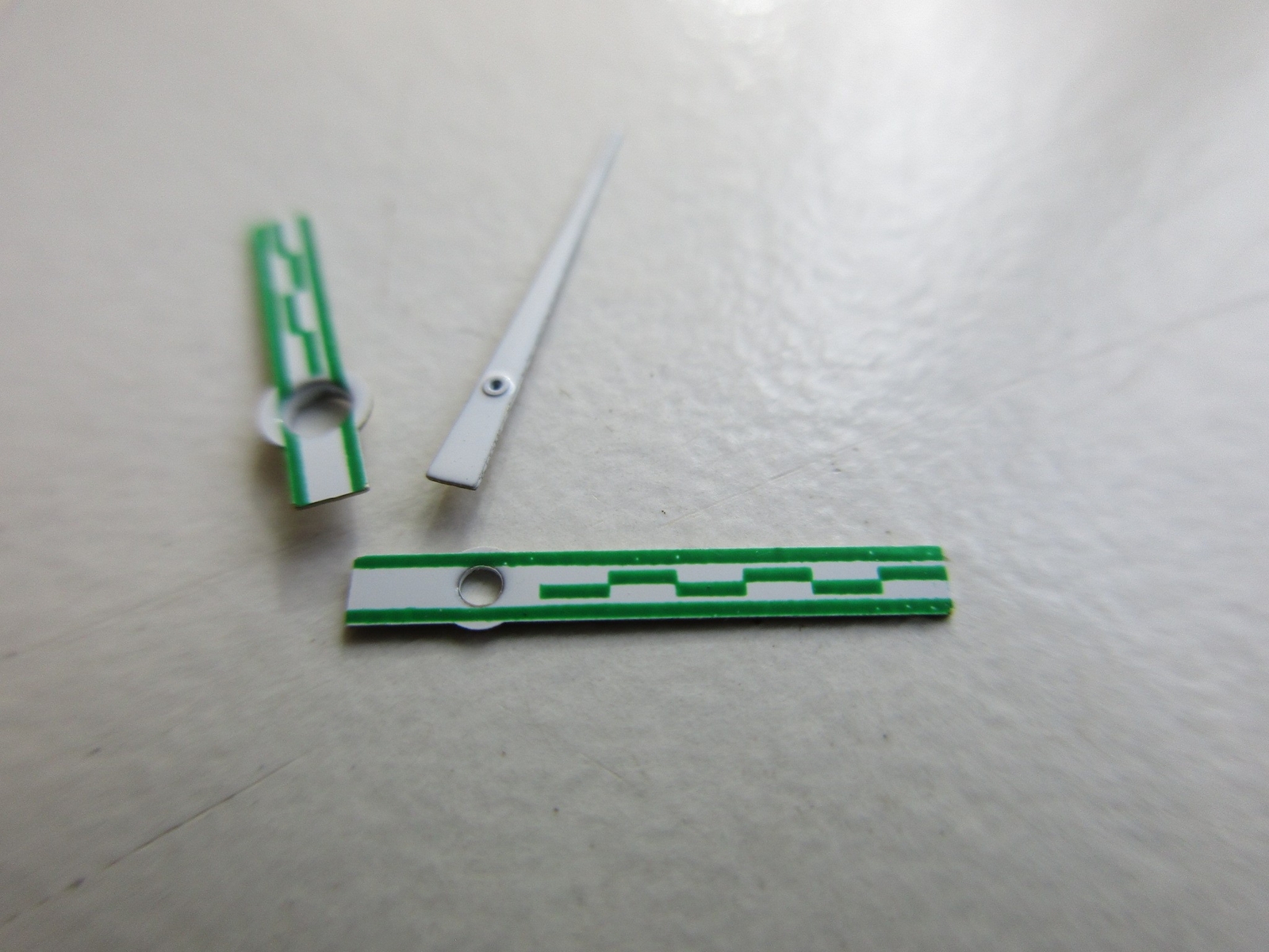 Set of 3 Green-white Sport Rally ~ racing watch hands AS cal. 2063 – 150/90/21