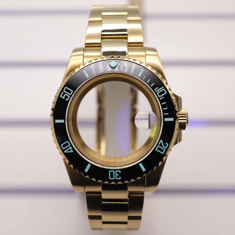 40mm Diving Watch Case Oyster Band Luminous Ceramic Bezel For Nh35/36 8215 2824