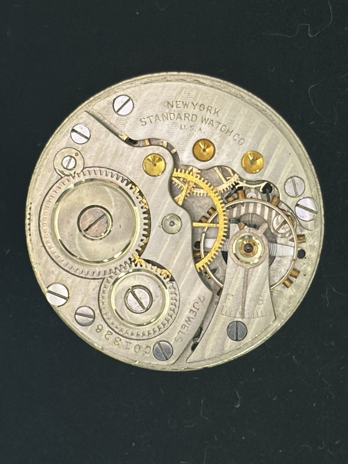 Antique NY Standard 7 Jewels Pocket Watch Movement Serial 001326 For Parts