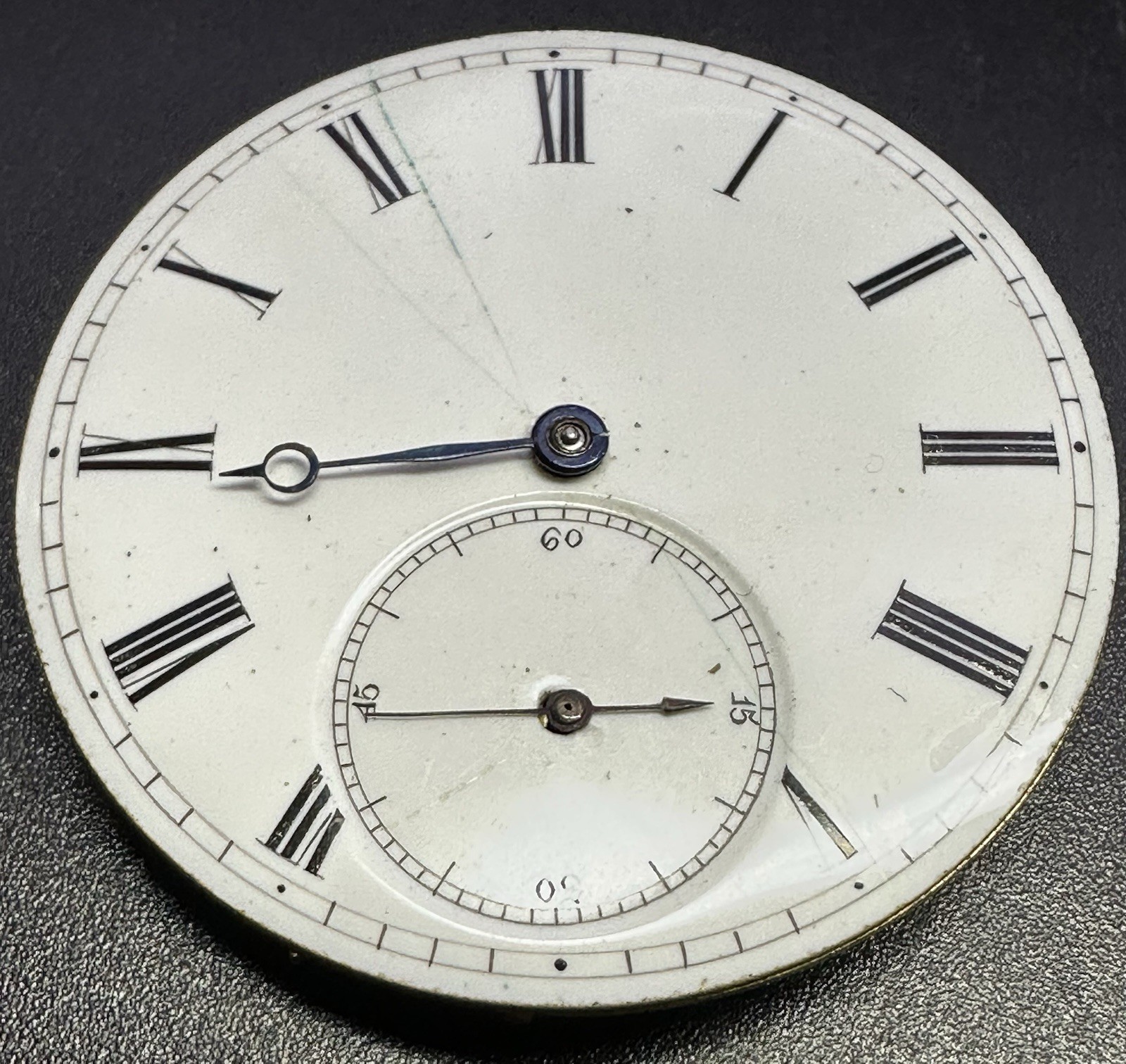 Vintage 1800s Key Wind/Set Pocket Watch Movement Approx 12s Good Staff Repair