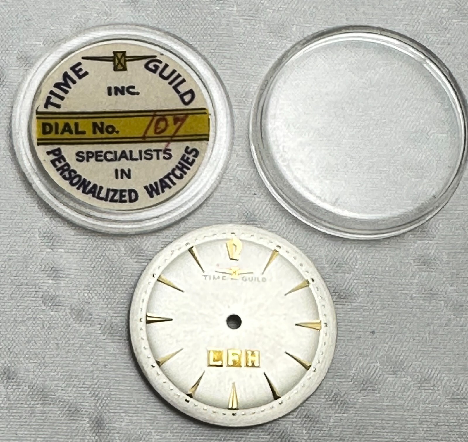 Vintage LFH Company Logo Watch Face NOS Time Guild 28mm Silver Tone Gold Tone
