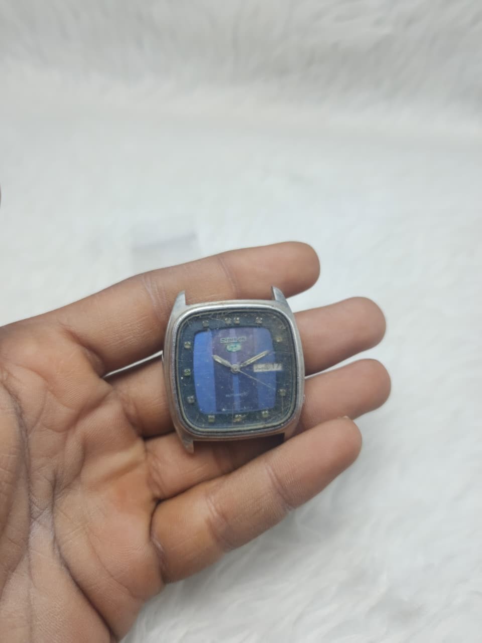 Vintage Seiko 5 Automatic 6309-5280A Blue Dial Day Date Not Working For Repair