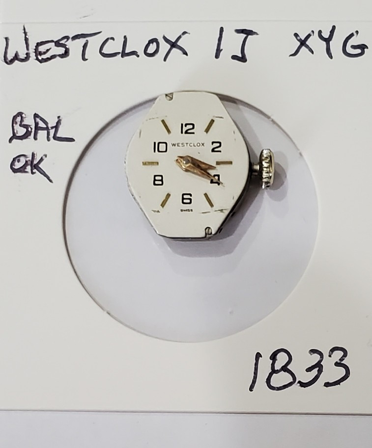 WOMENS WESTCLOX 1J XYG WRIST WATCH MOVEMENT #1833
