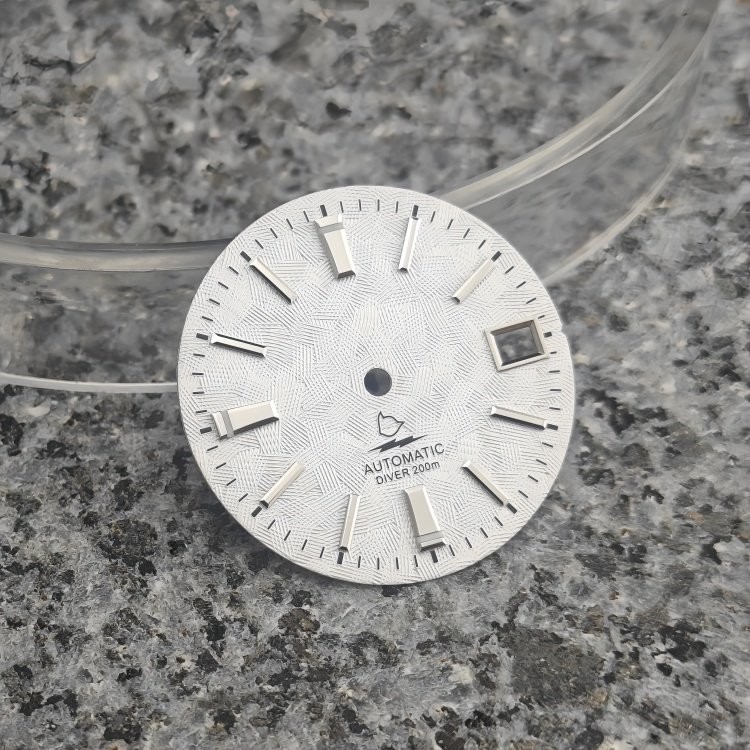 28.5mm Silver Textured Dial 3H Date BGW9 Lume Fit Auto Mod Part