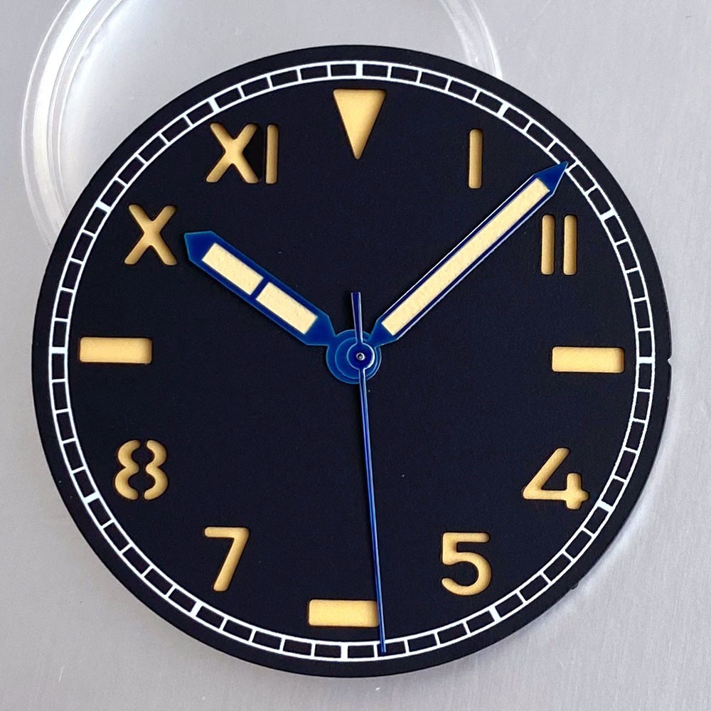 35mm California Black Coffee Watch Dial Roman Numeral fit NH35 NH36 Miyota 8215