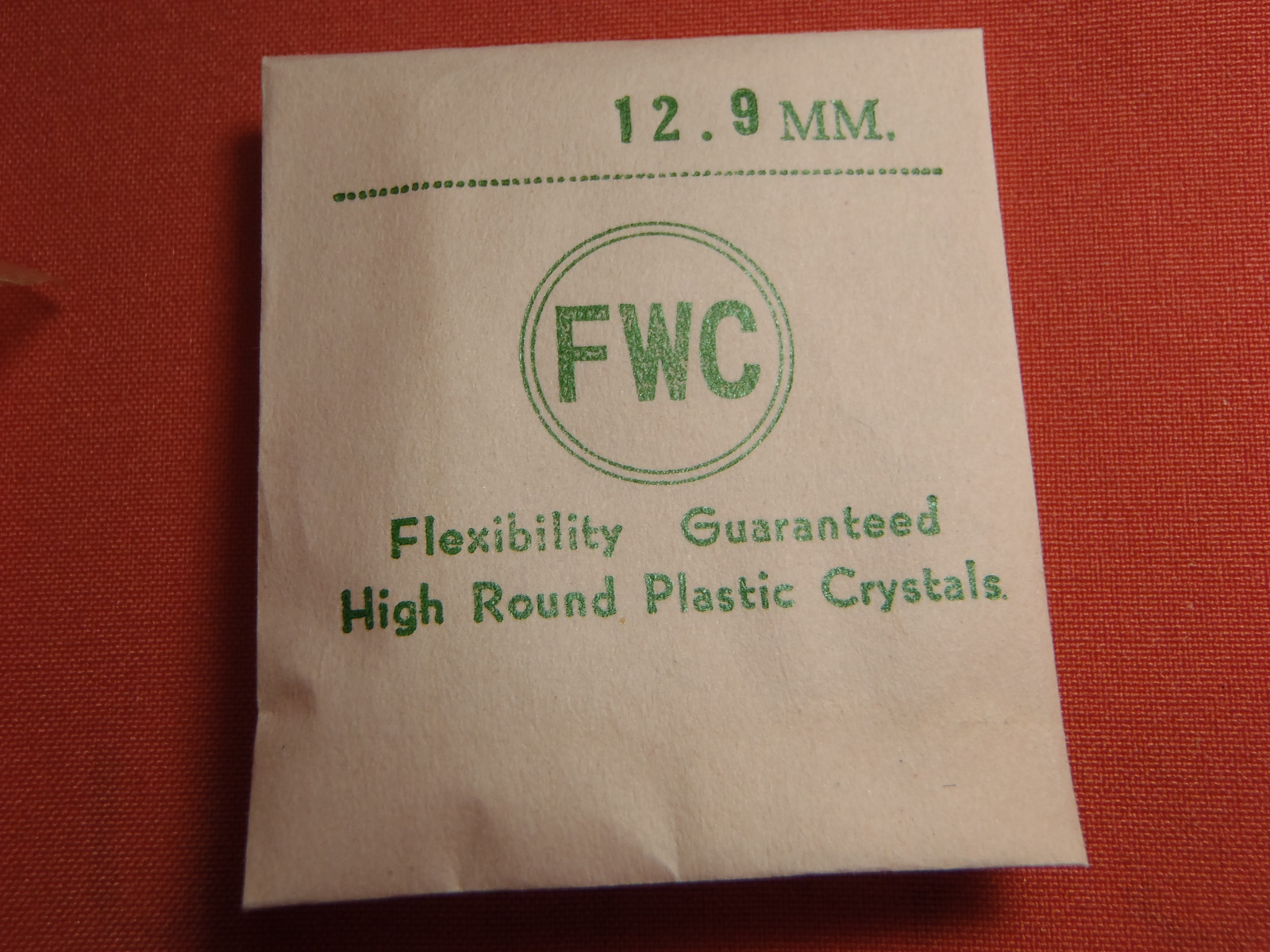 FWC HIGH ROUND PLASTIC Diamond Edge WATCH CRYSTAL 12.9MM NOS