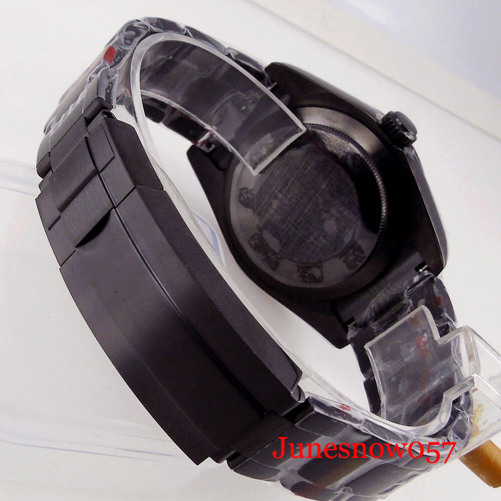 fit NH35A NH36A MIYOTA 8215 Black PVD Polished 39mm Watch Case Glide Lock