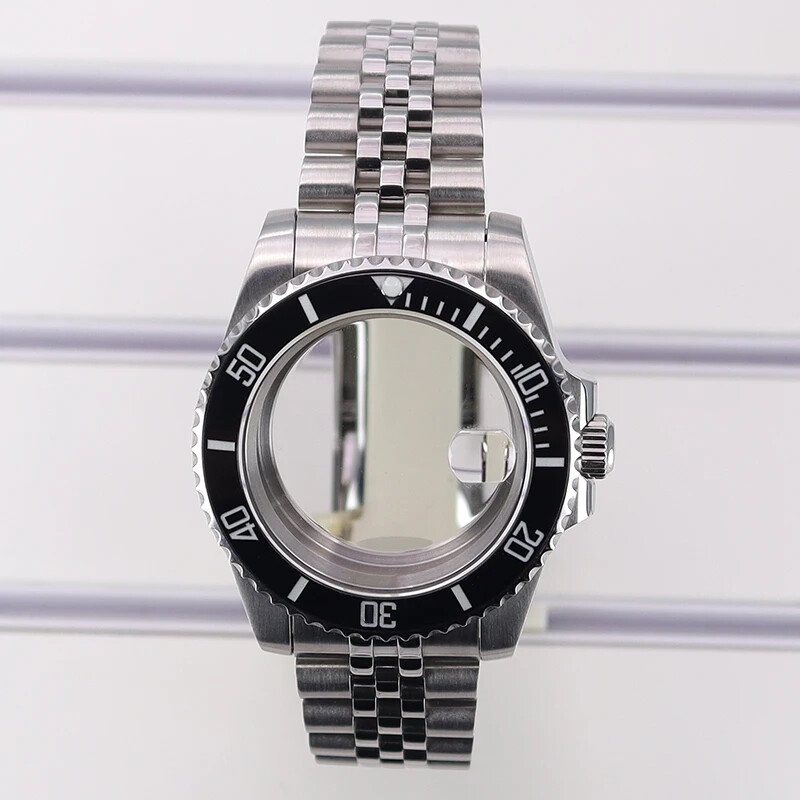 40mm Diver Watch Case Jubilee Strap Sapphire Glass For Seiko NH35 Movement 10ATM