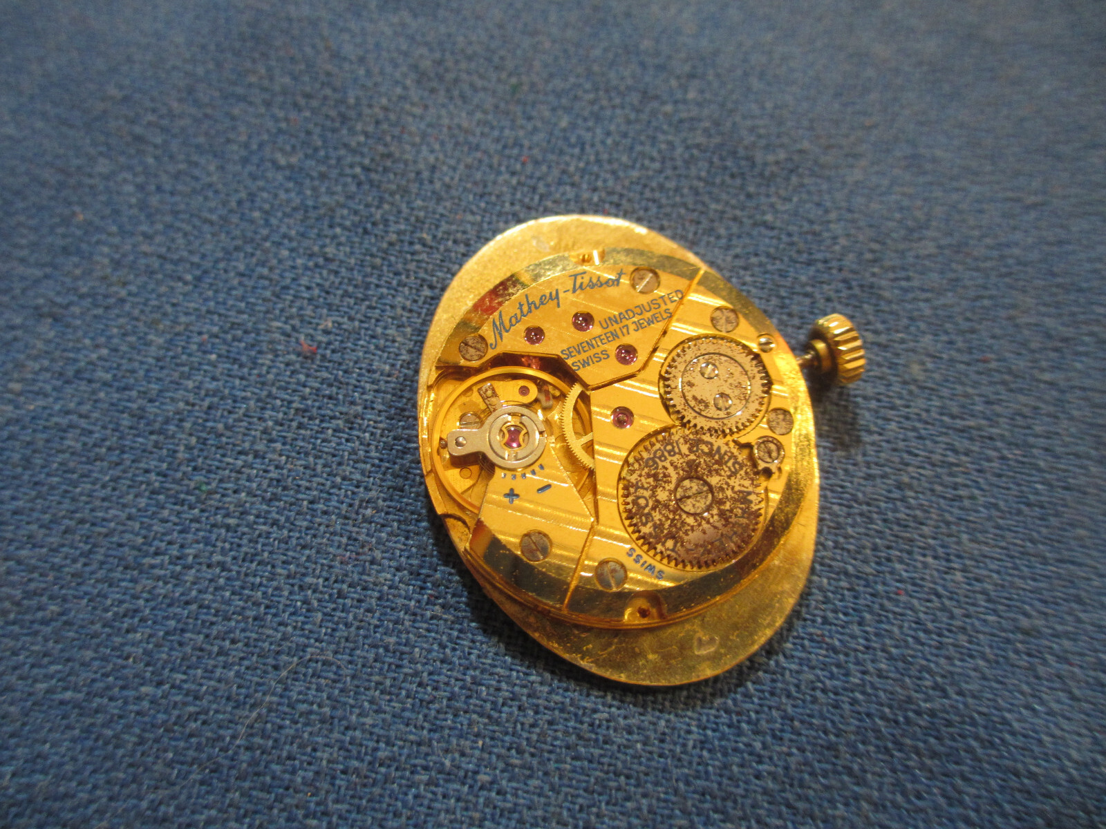 Watchmaker Estate MATHEY TISSOT 17j men’s wrist watch movement PARTS/RESTORATION