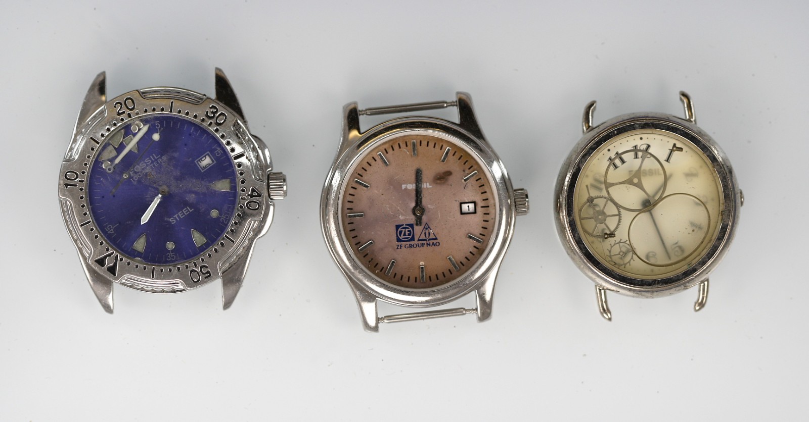 Fossil Watch Men Silver Stainless Steel Water Res Battery Quartz NON-WORKING-11