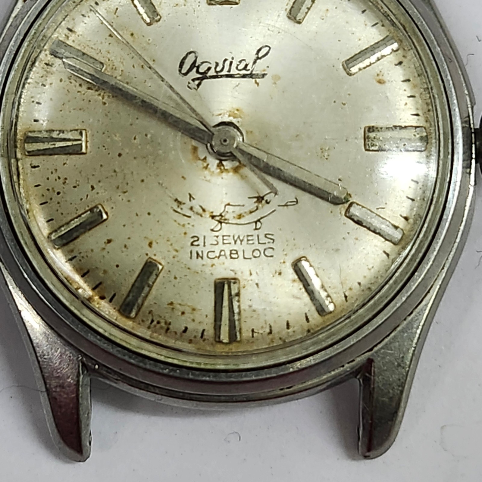 Ogival Mechanical Watch Case/Dial with Enicar 17J Movement – For Parts or Repair