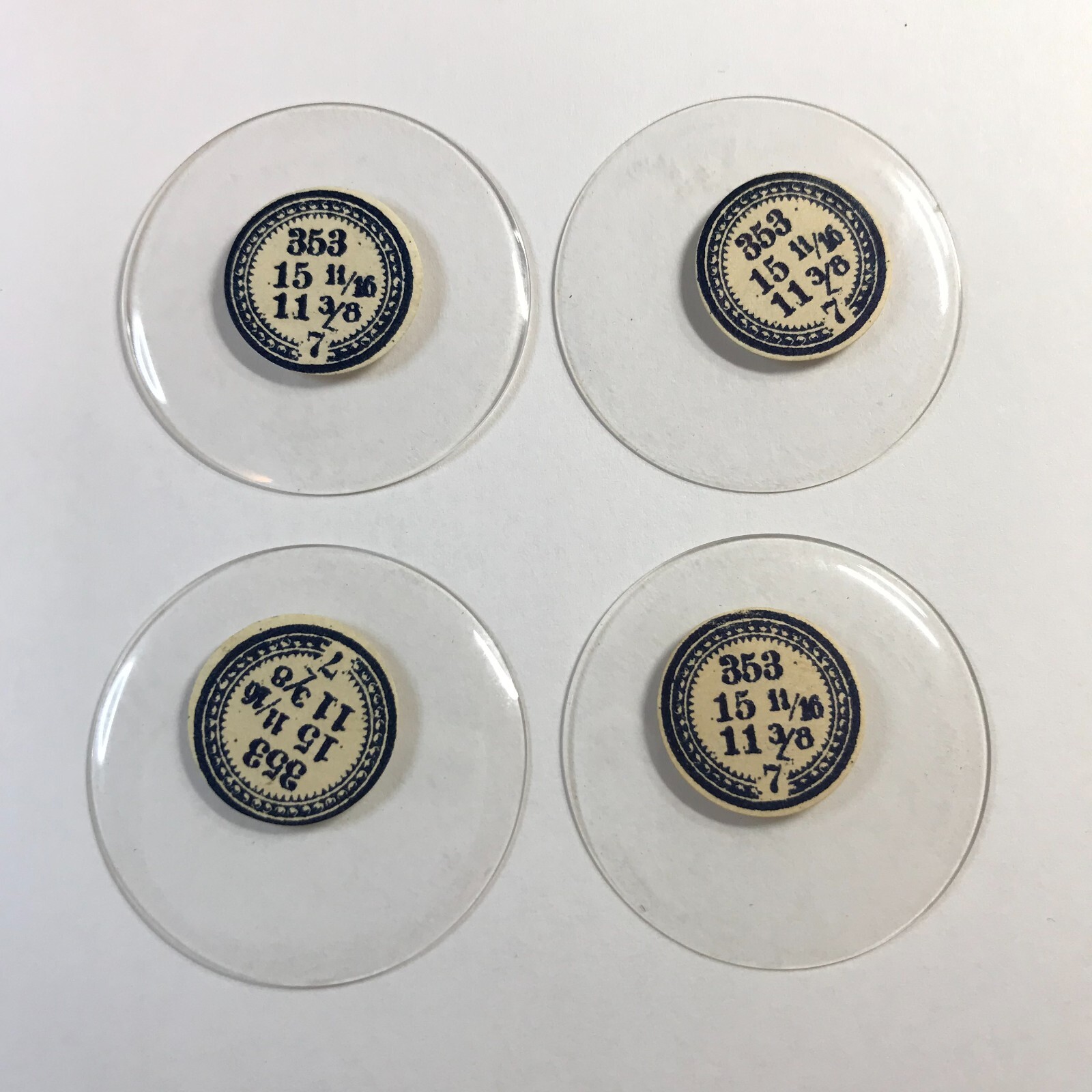4x Lot of 15 11/16 Ligne 35.4 mm Height 7 NOS Glass Hunter Pocket Watch Crystals