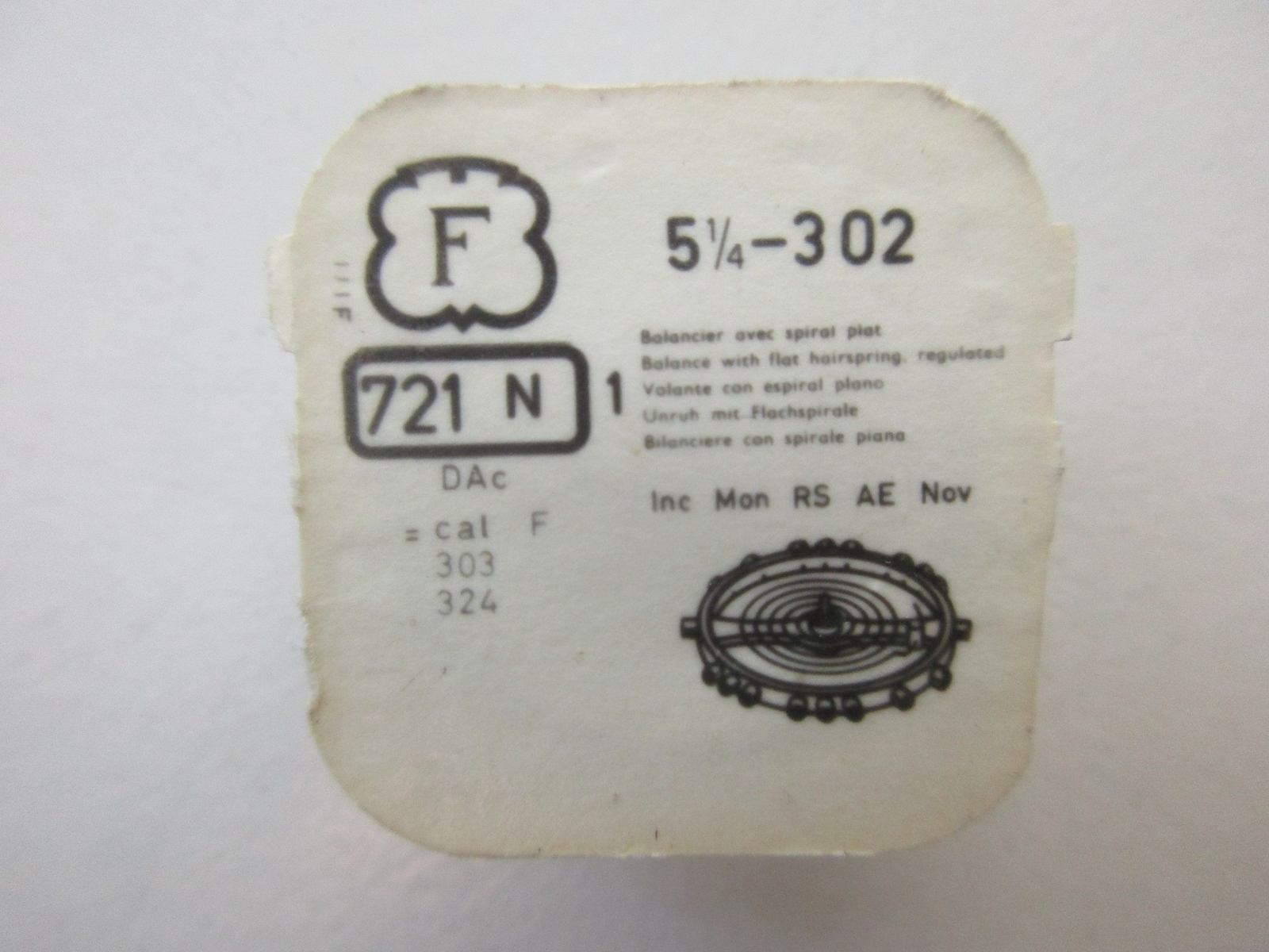 Felsa 5¼”‘ cal. 302 303 324 balance complete watch movement part