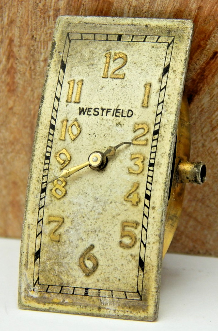 Vintage 1937 Westfield 6AW 17j art deco wrist watch movement with dial & hands