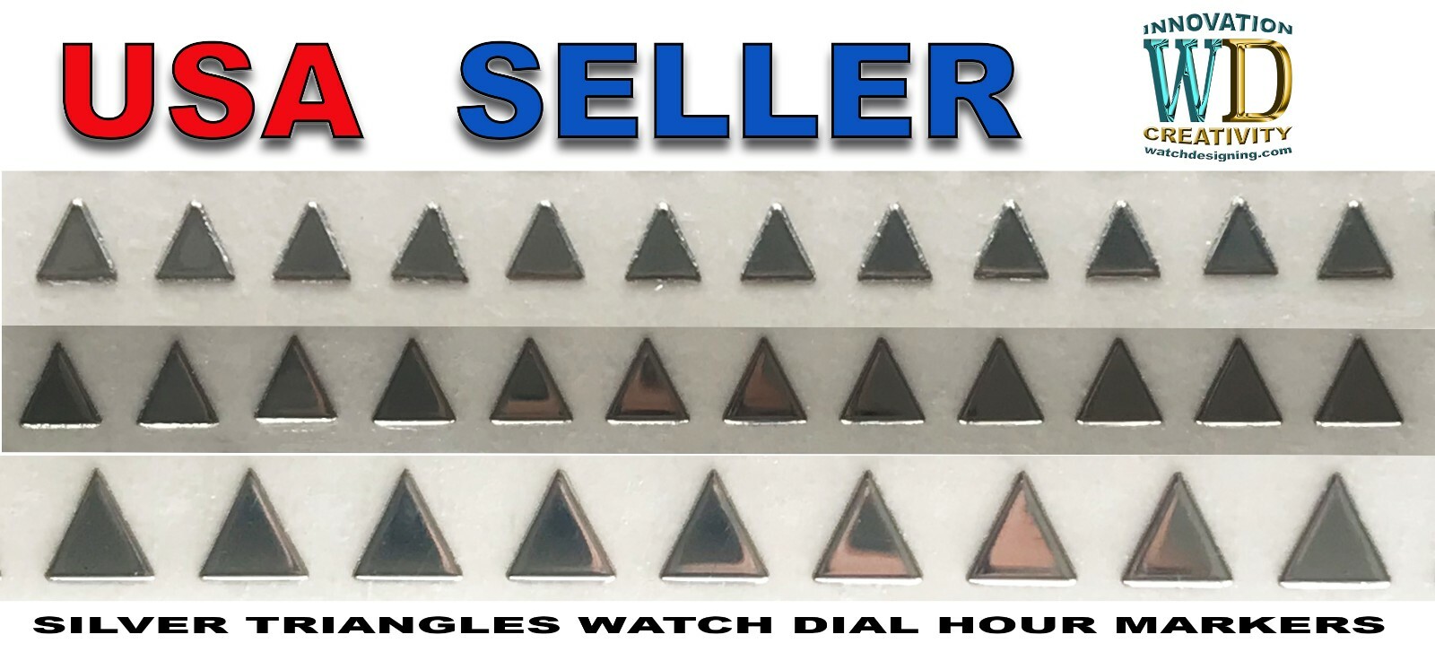 Watch Dial Hour Markers Silver 12 TRIANGLES Numbers Numerals Parts peel apply
