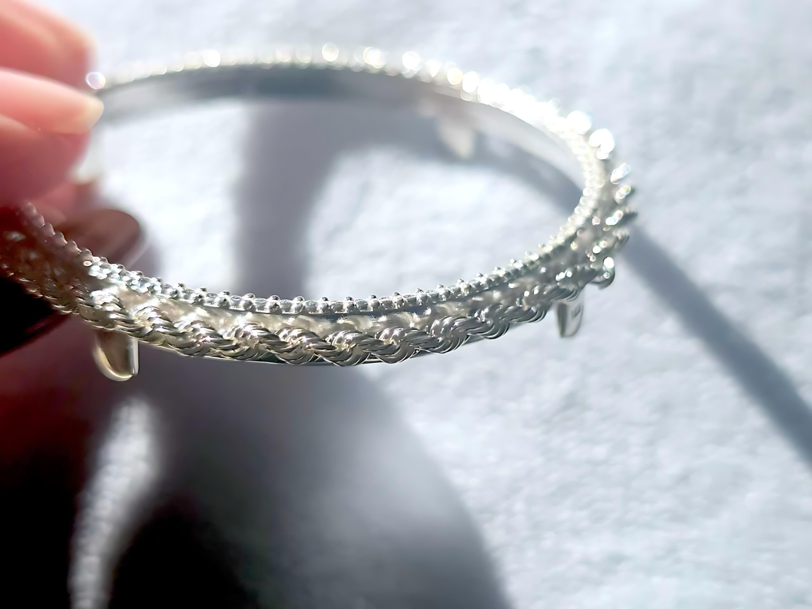 925 Sterling Silver Prong Back Illusion Rope Bezel for 39mm Coins Mexican Cien