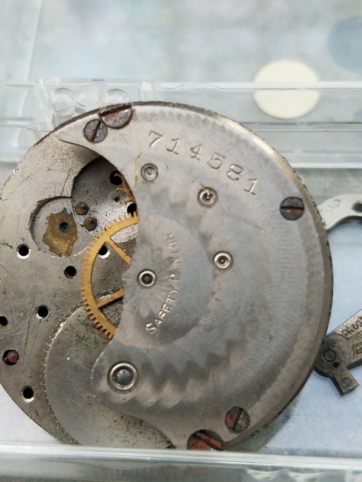 Antique Trenton Watch Co Hunting Case Pocket Watch Movement Parts 34.6mm