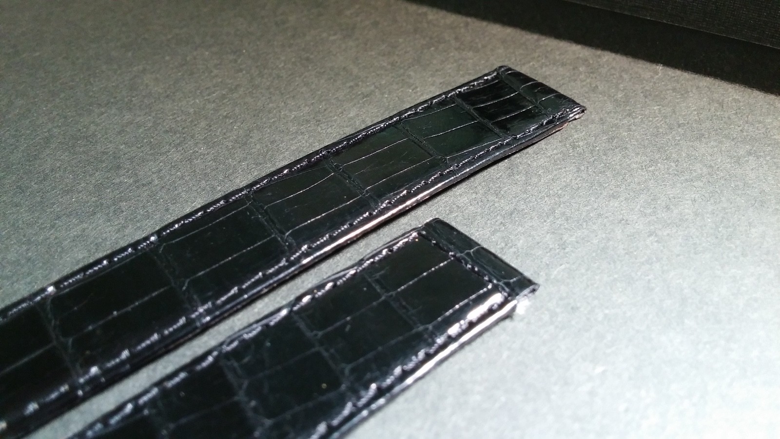 Original Must de Cartier Band 16x16mm SHINY BLACK Crocodile short