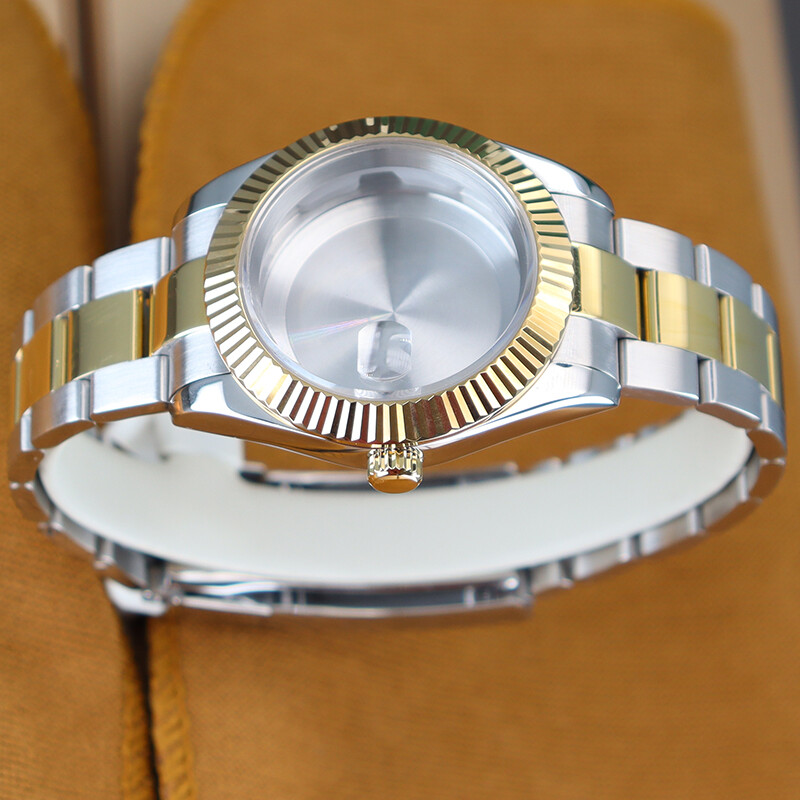 36/40mm Silver And Gold log Watch Cases oyster Band For Seiko NH35 Nh36 Movement