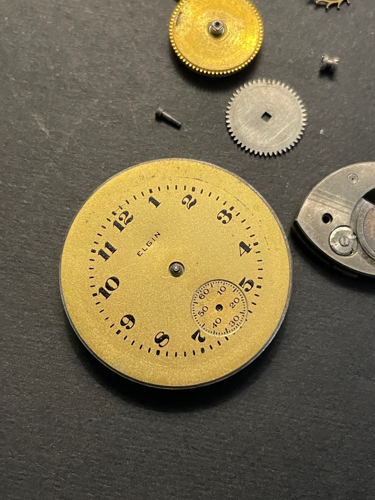 PARTS REPAIR ELGIN Watch Movement Grade 431 Art Deco w Dial 6/0s 7j Incomplete