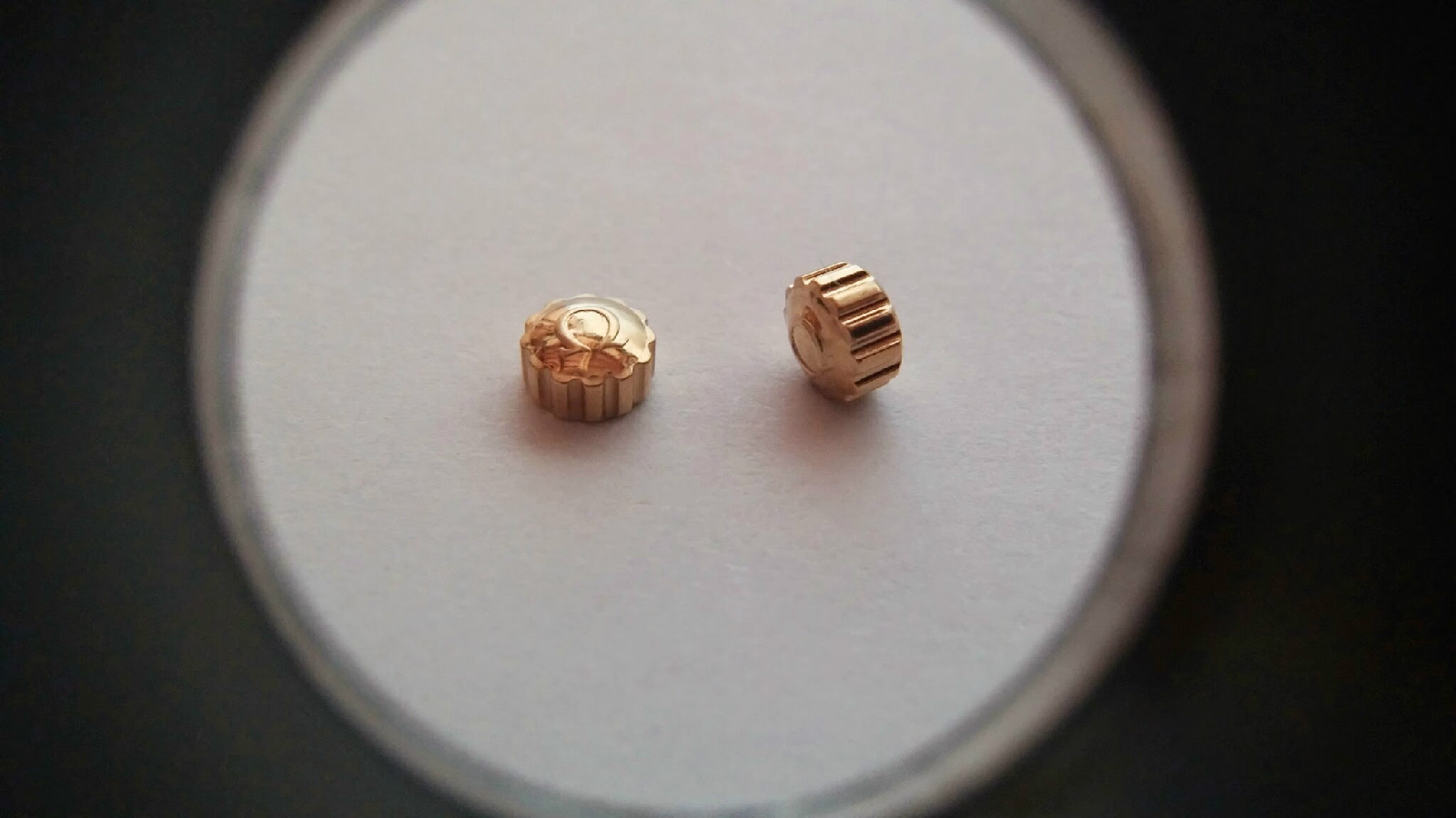 Omega watch parts 4.8mm-4.9mm diameter, tap 10, 2mm, yellow Omega crown