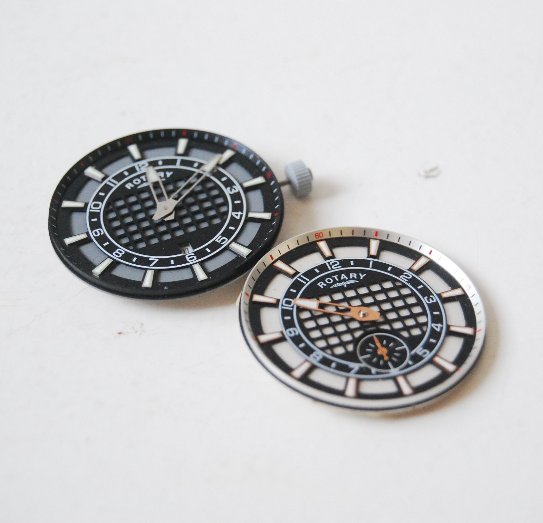 2 x ROTARY EVOLUTION STYLE DIALS WITH RONDA 785 MOVEMENT – UNTESTED