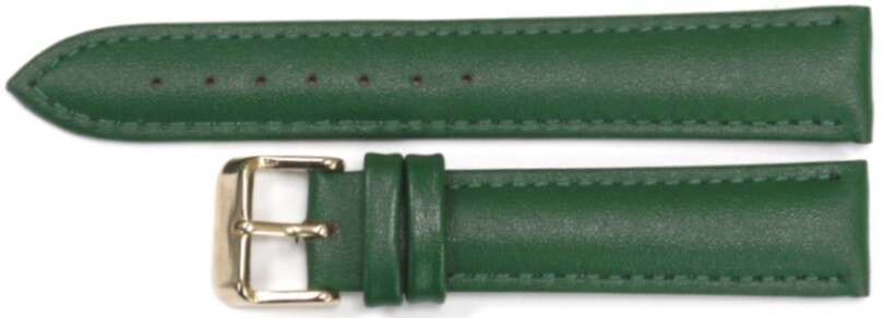 Watch Band Genuine Leather 18mm Green Plain/Smooth,Padded,Stitched ( A1 Quality)