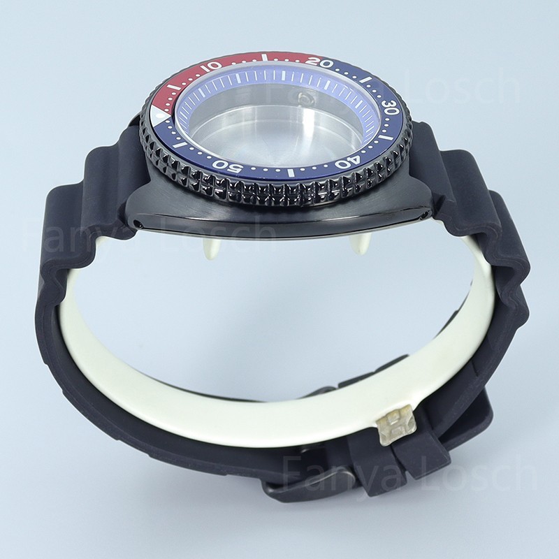 45mm PVD Balck Steel Watch Case Strap Modify Skx009 Mod For Seiko NH34 35 36 38