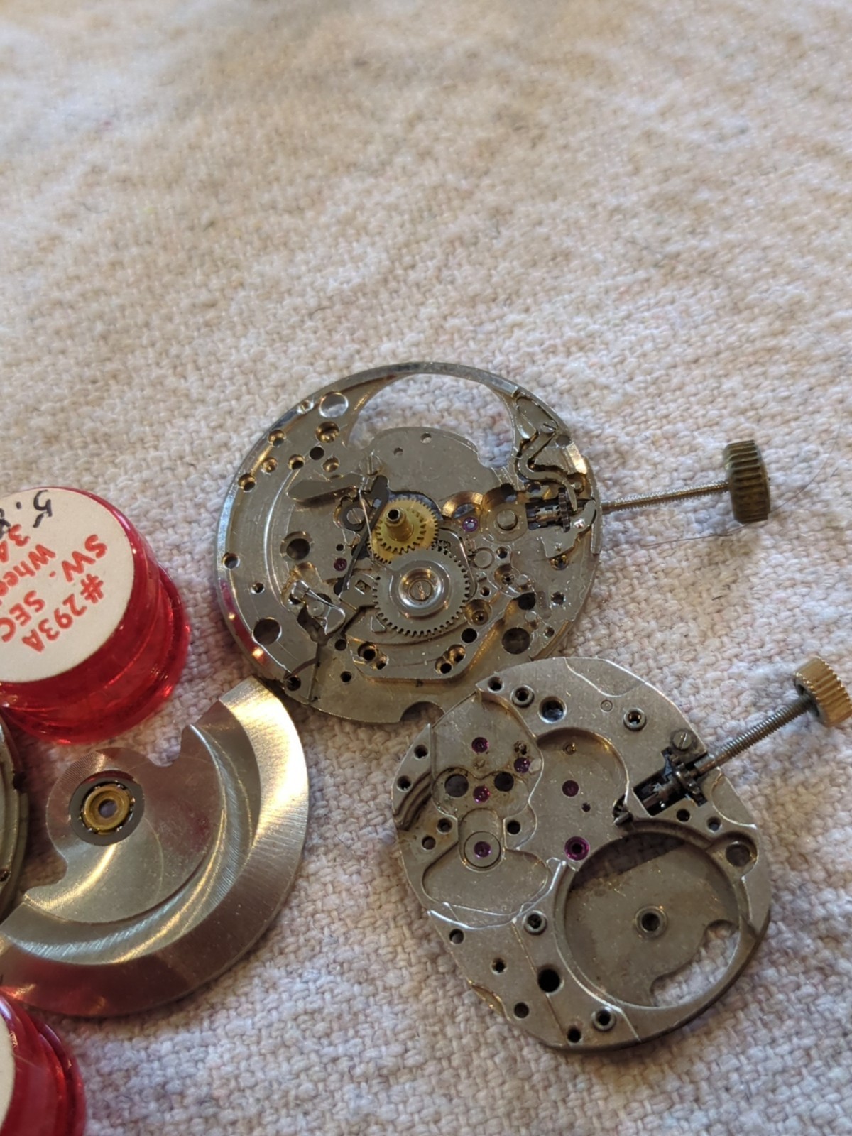 !!Lot of Watch Movement Parts. Movement Plates, Rotor, Wheels, and Crowns. Look!