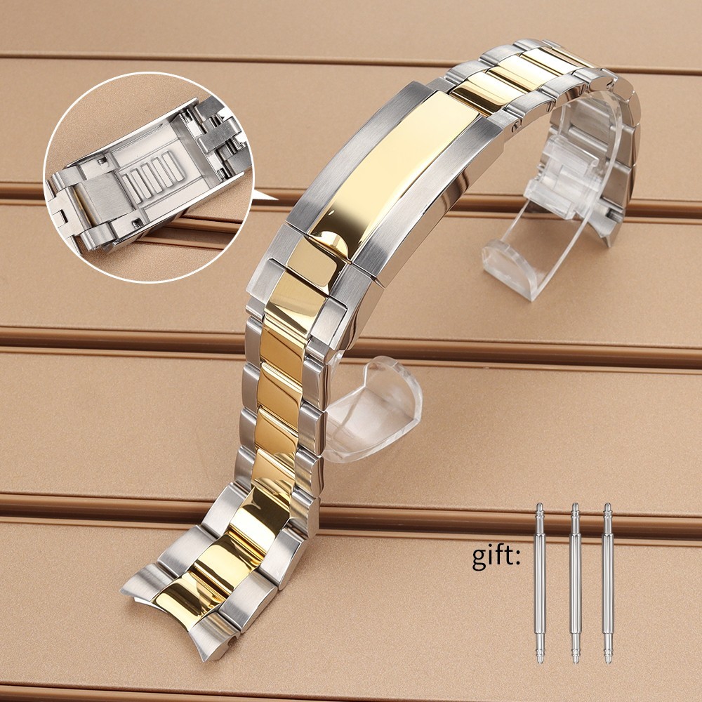 FEIYASHI 20mm Oyster Bracele Safety Folding Buckle 316 STAINLESS Wristwatch Band