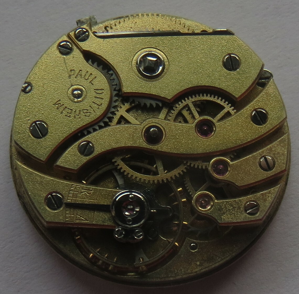 Paul Ditisheim pocket watch movement & enamel dial stem to 3 23,5 mm in diameter