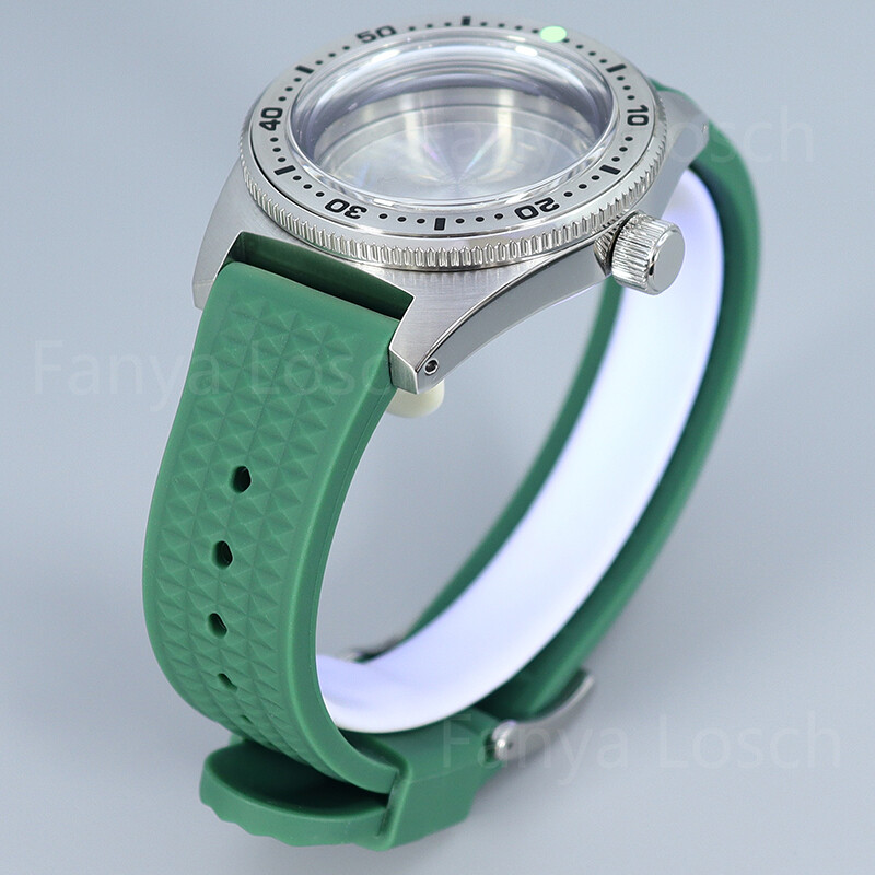 40mm Retro Dive Watch Case Modify 62Mas Mod+Green Strap For Seiko NH34 35 36 38