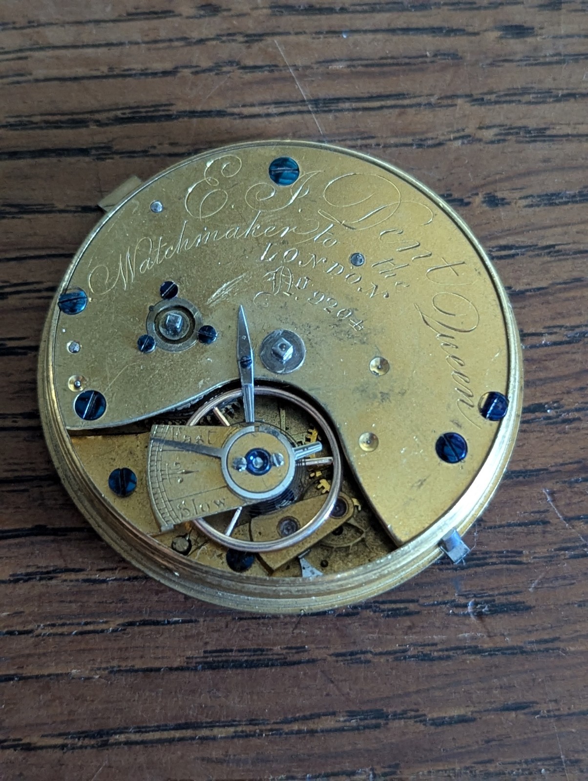 E I Dent London Pocket Watch Movement to Restore, Good Balance #S670