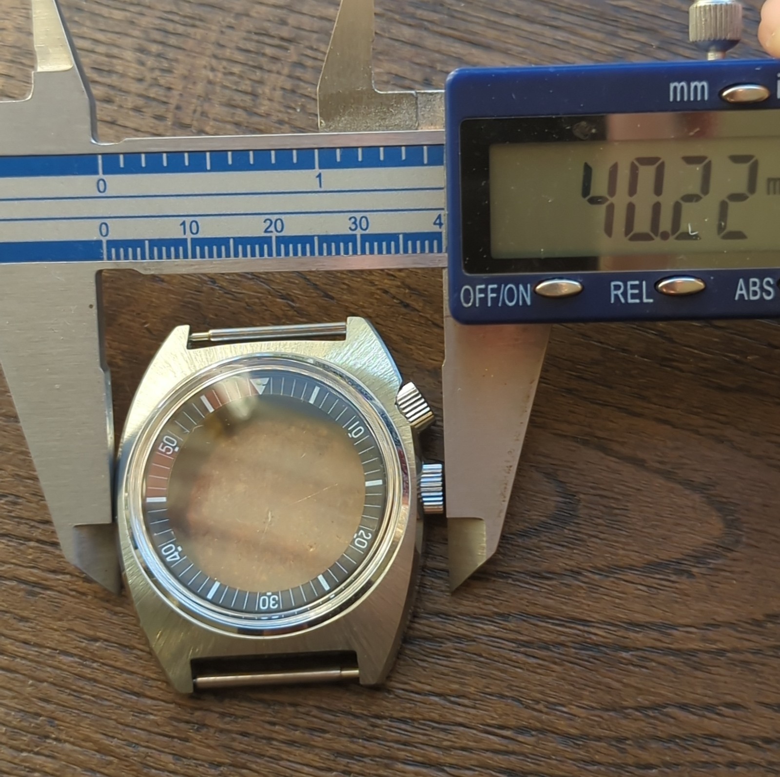 1960s Vintage Divers Watch Case Internal Rotating Bezel 2 Crowns (B88)